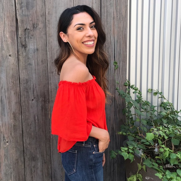 Tops - Coral off shoulder Tops - Coral off shoulder